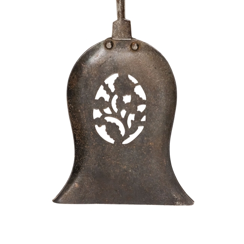 131 - A steel fire shovel - 73cm long, together with a steel fire poker, 71cm long.