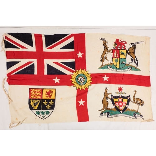 155 - Five various vintage flags - including two union flags, a red ensign, a British Empire Exhibition fl... 