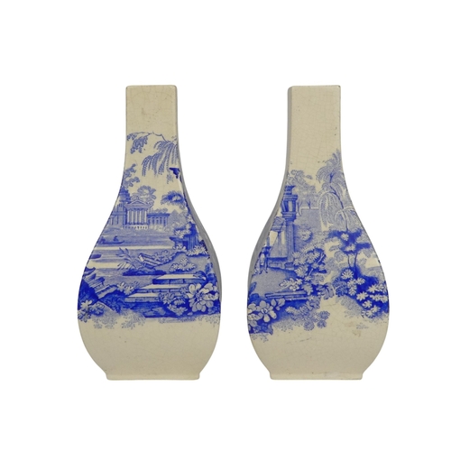 204 - A pair of Mason's ironstone vases - of square baluster form, decorated with Italianate scenes, 17cm ... 