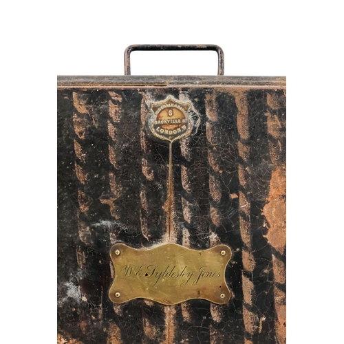 125 - A late 19th century tole painted uniform trunk - Jones Chalk and Dawson, of rectangular form, 103cm ... 