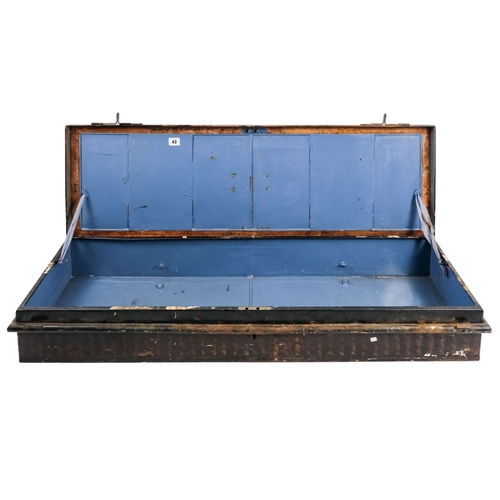 125 - A late 19th century tole painted uniform trunk - Jones Chalk and Dawson, of rectangular form, 103cm ... 