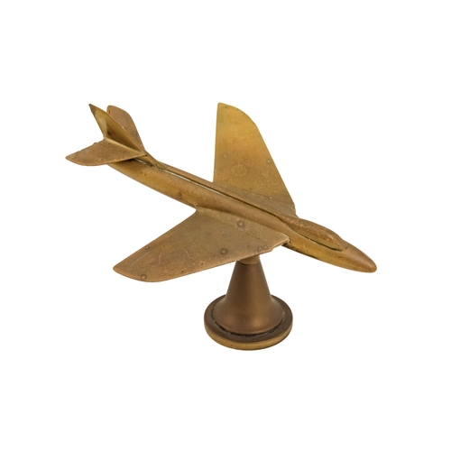 144 - A brass aeroplane mascot - height 15cm, length 20cm.