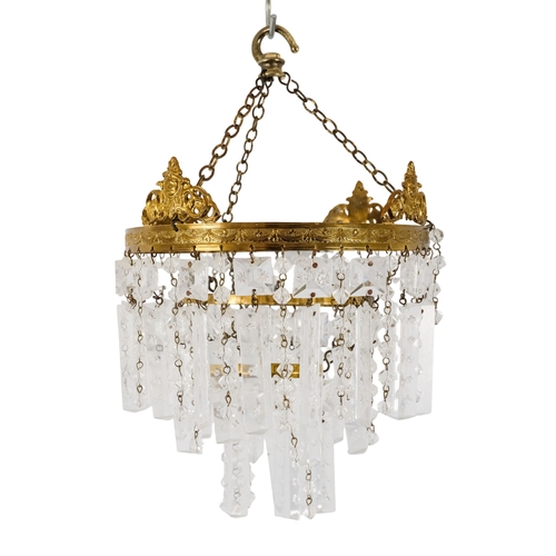 152 - A crystal chandelier, diameter 21cm - together with another crystal chandelier of similar proportion... 