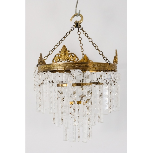152 - A crystal chandelier, diameter 21cm - together with another crystal chandelier of similar proportion... 