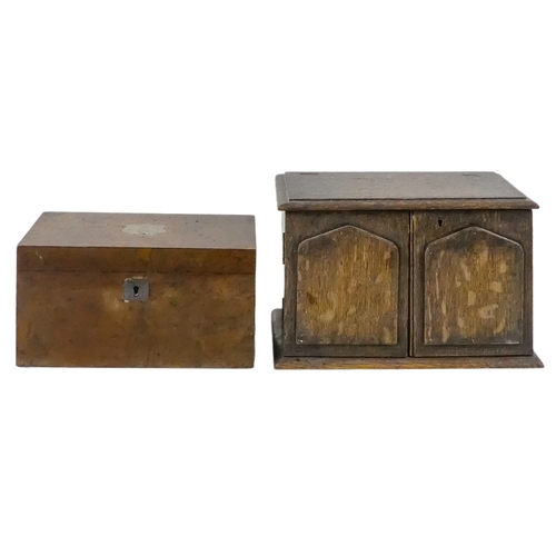 1156 - An early 20th century birdseye veneered box - rectangular with a white metal shield shaped vacant ca... 