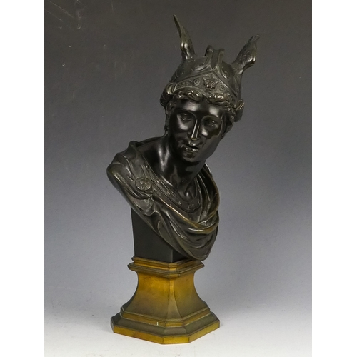 1159 - After Jean Jules SALMSON (1825-1902) Mercury (Hermes) - the bronze figure wearing a winged helmet, o... 