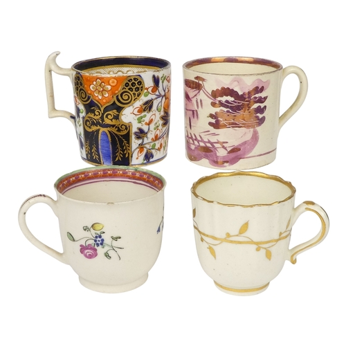 1222 - An early 19th century Royal Crown Derby coffee can - decorated in an Imari manner, together with thr... 