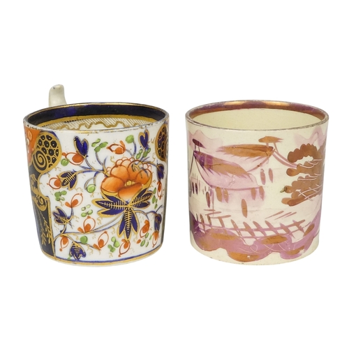 1222 - An early 19th century Royal Crown Derby coffee can - decorated in an Imari manner, together with thr... 