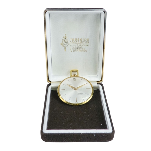 510 - A Belvil gilt pocket watch - the silvered dial set out with an Arabic twelve and baton numerals feat... 