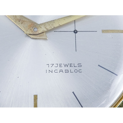 510 - A Belvil gilt pocket watch - the silvered dial set out with an Arabic twelve and baton numerals feat... 