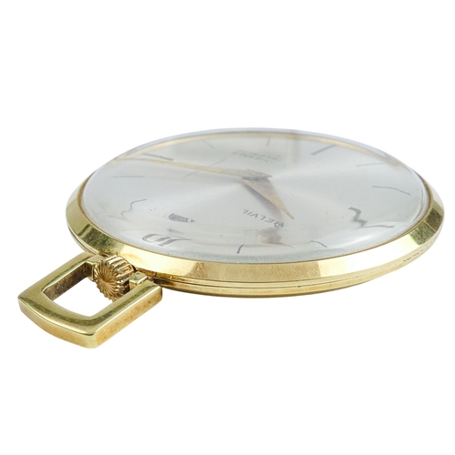 510 - A Belvil gilt pocket watch - the silvered dial set out with an Arabic twelve and baton numerals feat... 