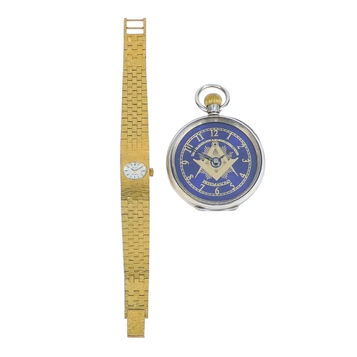 513 - An Avia ladies cocktail watch - the white oval dial set out with batons within ark finished case and... 