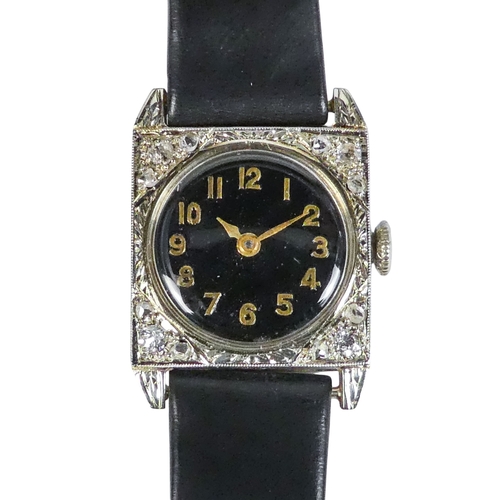 523 - A Vertex ladies cocktail watch - the 18ct white gold case set with diamonds, the circular dial set o... 