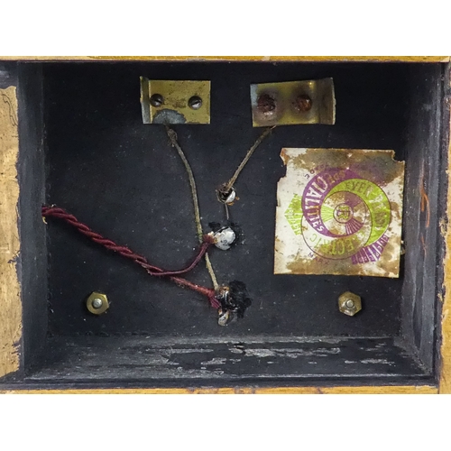 528 - An early 20th century walnut and nickel night pocket watch stand - of rectangular box form with stan... 