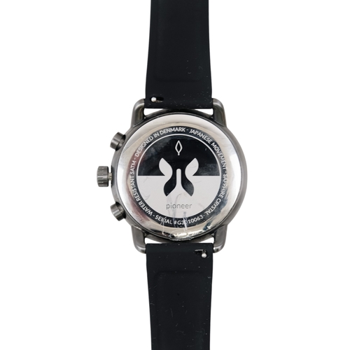 529 - A Nordgreen gentleman's wristwatch - the black dial with two subsidiary dials and date aperture, box... 