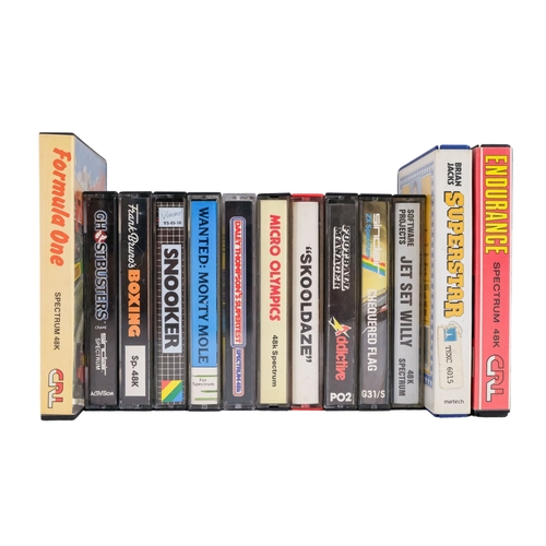 A quantity of Spectrum software cassette tapes - titles include Jet Set ...