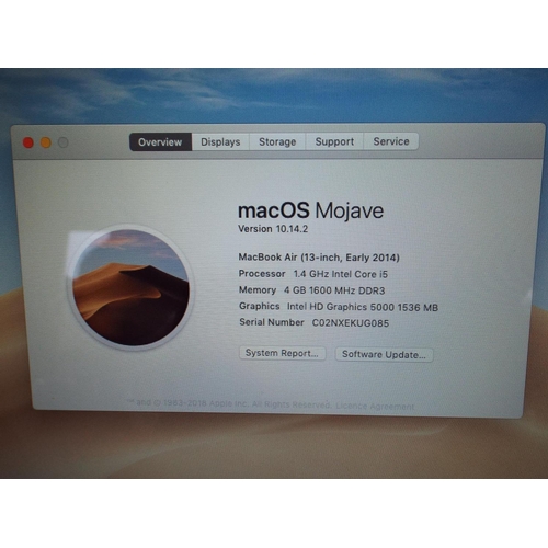 73 - Macbook Air early 2014 1.4GHI I5 4GB ram new install mojave with charger