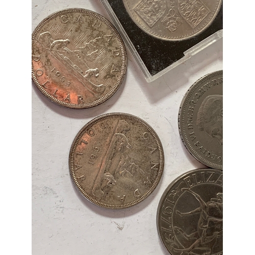 113 - Coins including Canada dollars & 1930s 3 pence