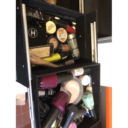 262 - Make up box full of part used makeup