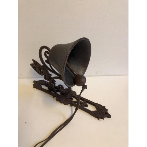 60 - Cast iron wall mounted bell H33cm W18cm D14cm