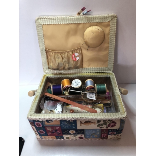 100 - Sewing box & contents