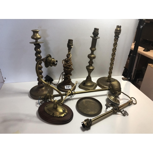 193 - Qty of brass lamps