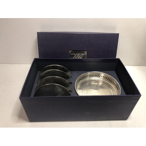 369 - Silver plate coaster set