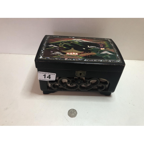 14 - Vintage hand painted jewellery box