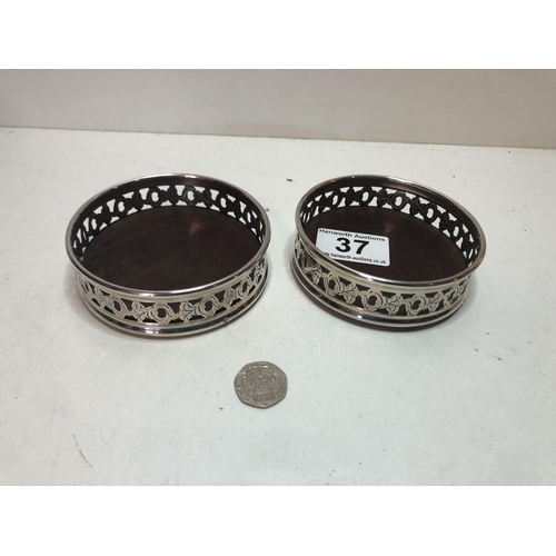 37 - X2 silver plated wine coasters