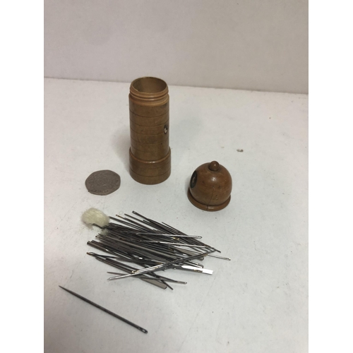 58 - Treen screw top needle case