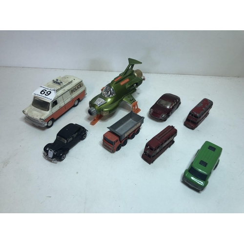 69 - Qty of dinky & other play worn cars