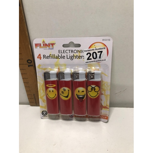 207 - Pack of 4 refillable lighters