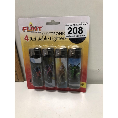 208 - Pack of 4 refillable lighters