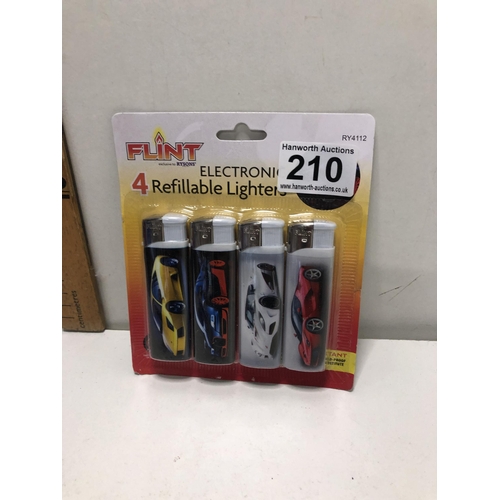 210 - Pack of 4 refillable lighters