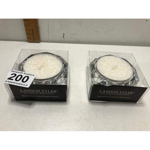 200 - New Pair of large crystal tealight holders