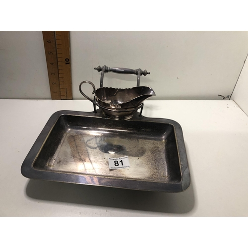 81 - Silver plated tray & gravy jug