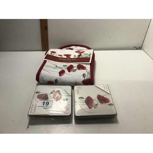 19 - Oven gloves & matching coasters