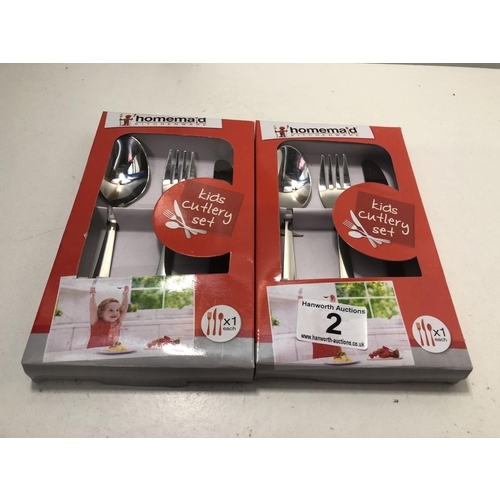 2 - X2 new kids metal cutlery sets