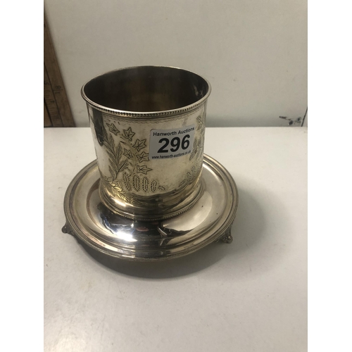 296 - Silver plated wine coaster