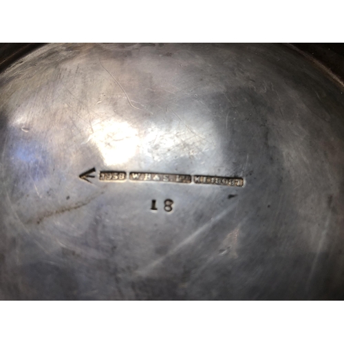 10 - Large 1958 silver plated lidded bowl with military mark