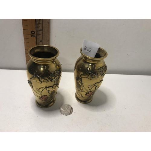 208 - X2 brass vases no bottems