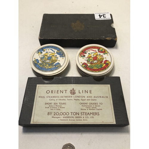 34 - Vintage Orient Line round playing cards