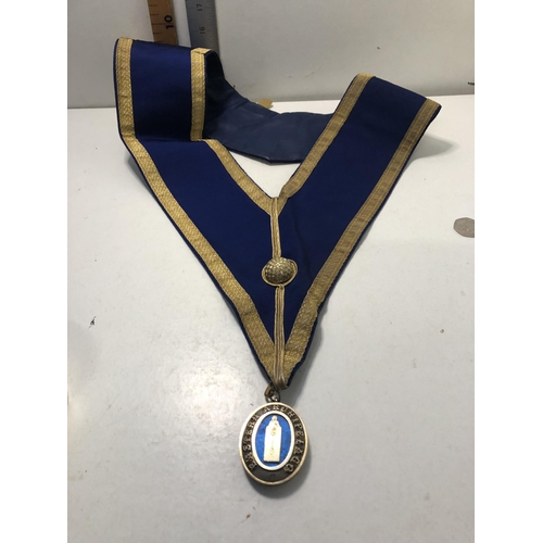 240 - Masonic collar with HM Silver medal