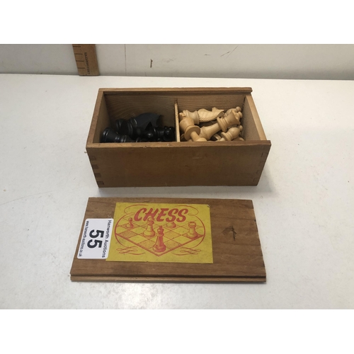55 - Boxed wooden chess set