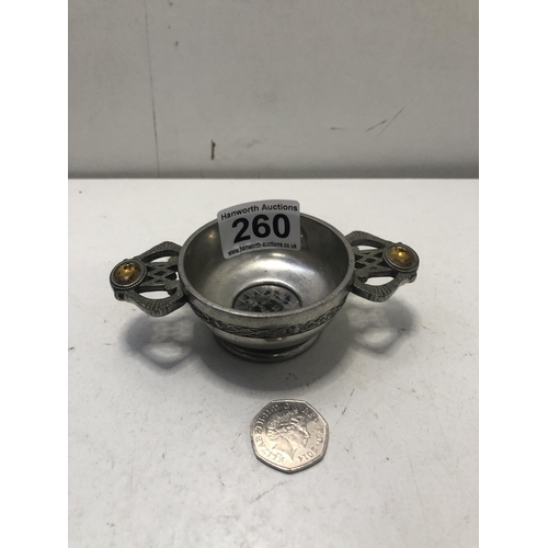 260 - Small pewter Quaich cup