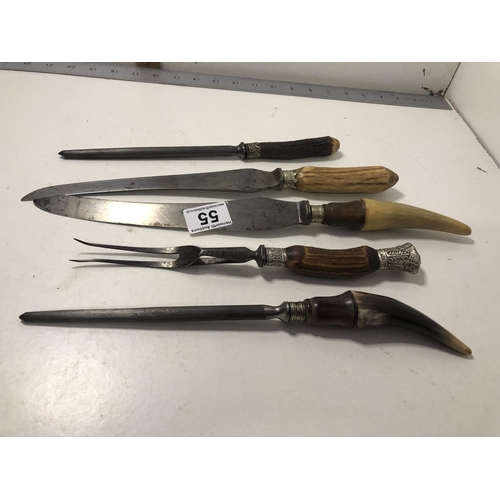 55 - Qty of vintage carving knives