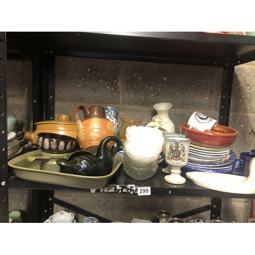 299 - Shelf full of china etc
PLEASE NOTE NOT POSTABLE