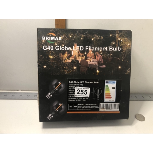 255 - Box of 25 globe light bulbs