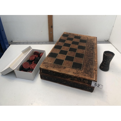 52 - Vintage leather clad chess & draught set
AS FOUND