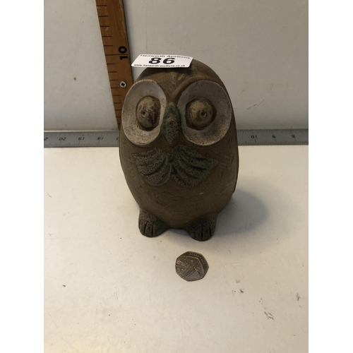 86 - Studio pottery owl money box